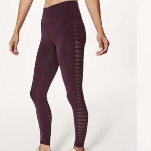 Lululemon Reveal 7/8 Tight (Stripes 25")Dark Adobe